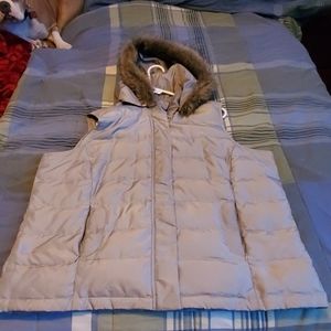 Talbots fur hooded vest 2x